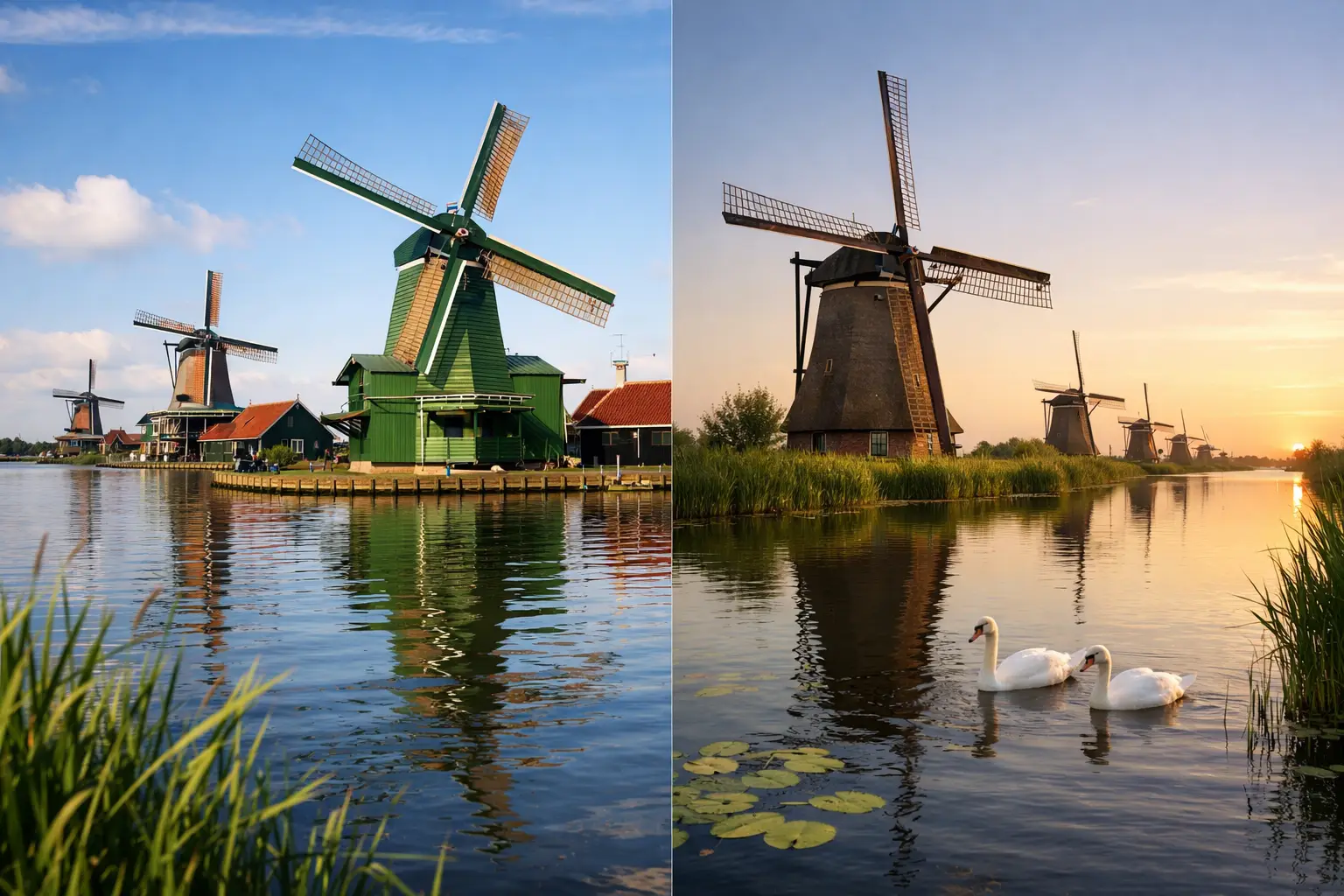 Zaanse Schans vs Kinderdijk Windmills Trip